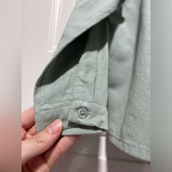 Edgehill Collection Sage Green Linen Button down Peter Pan collar Shirt 18 Month - Picture 9 of 16